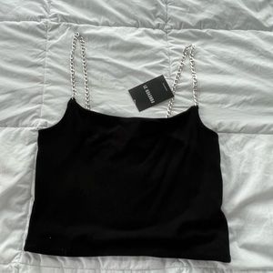 Chain Sleeve Cropped Tank